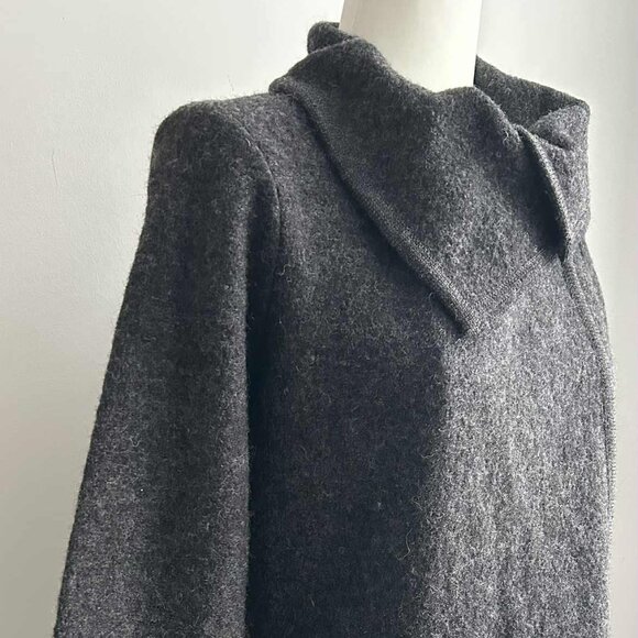 Paul Costelloe Charcoal Wool Felt Minimalist Jacket with Fold Collar – US 8 - Picture 1 of 12